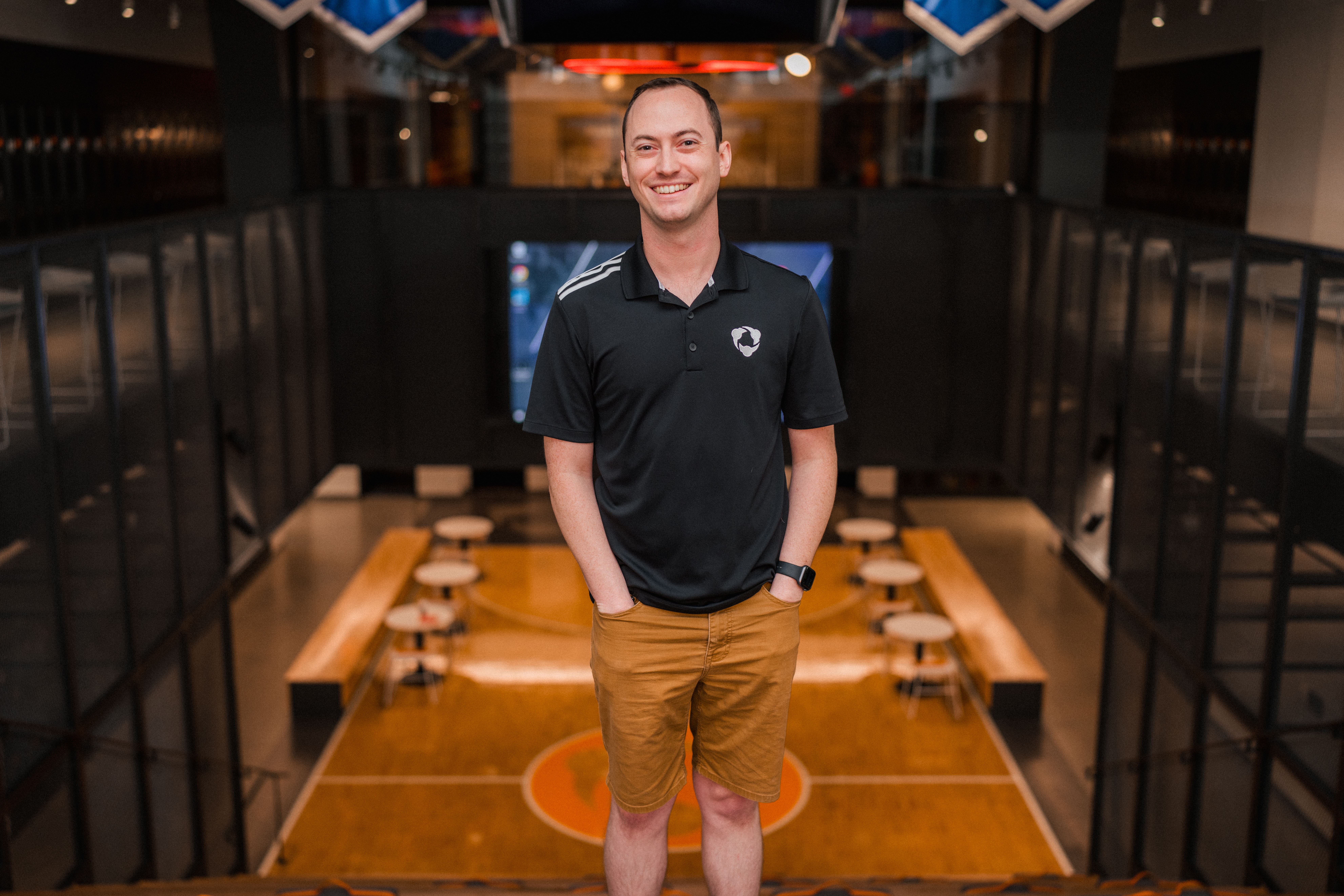 Jordan Degner in the arena at Hudl HQ