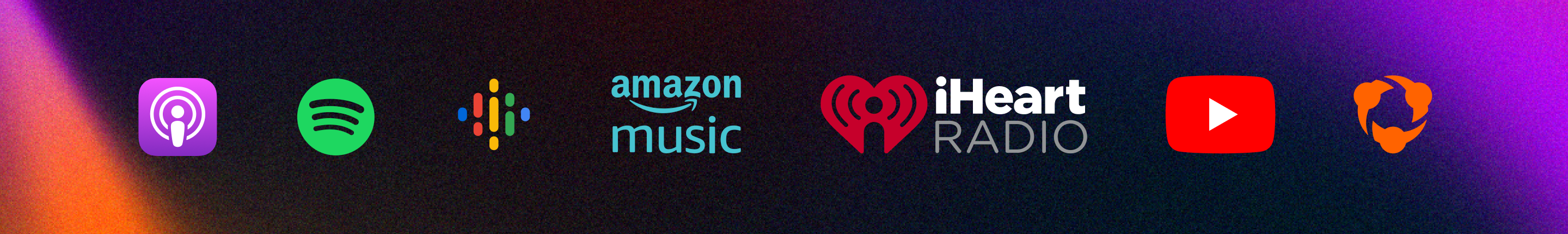Apple Podcasts, Spotify, Google Podcasts, Amazon Music, iHeart Radio, YouTube, Hudl TV