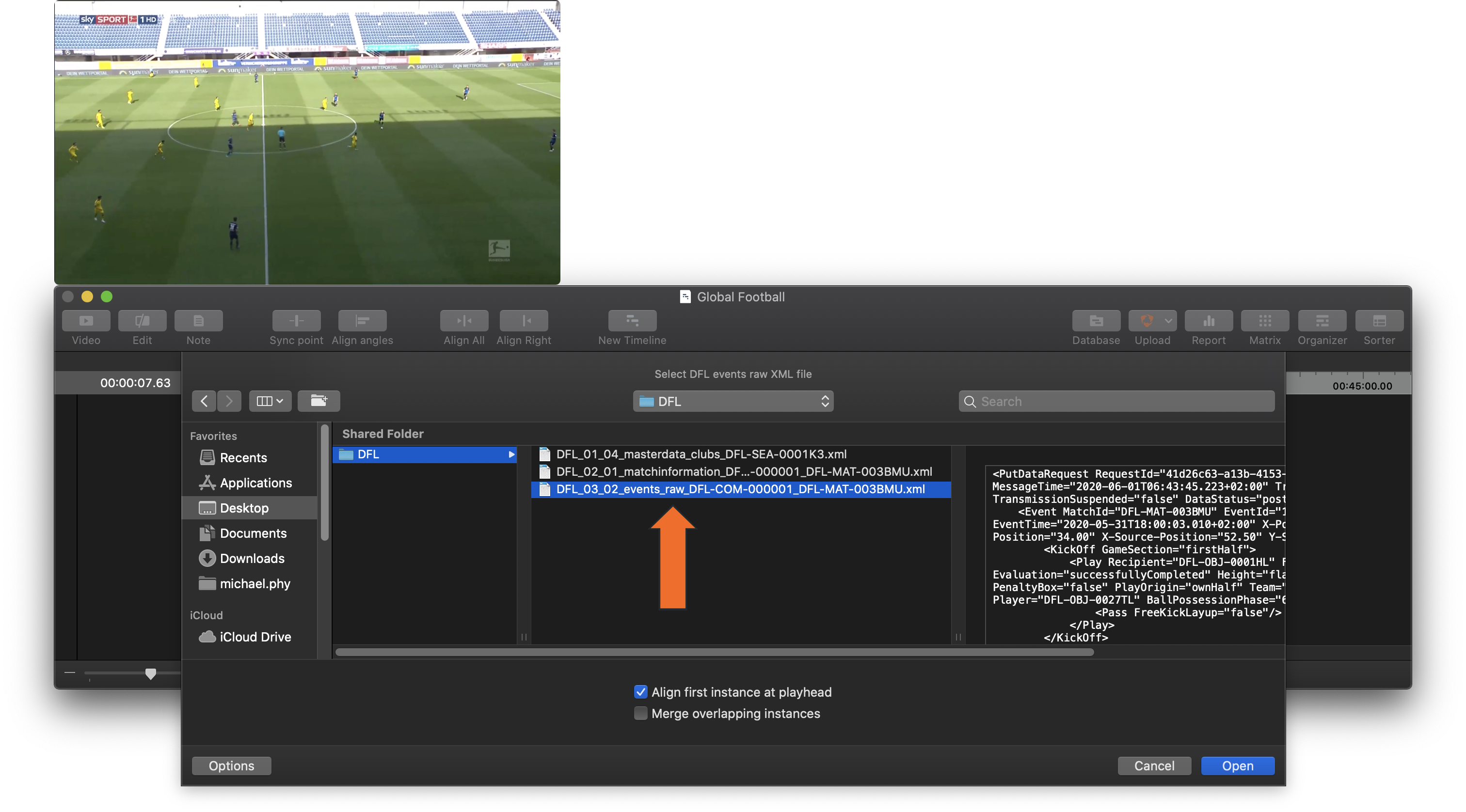 Import DFL Data Hudl Sportscode Support