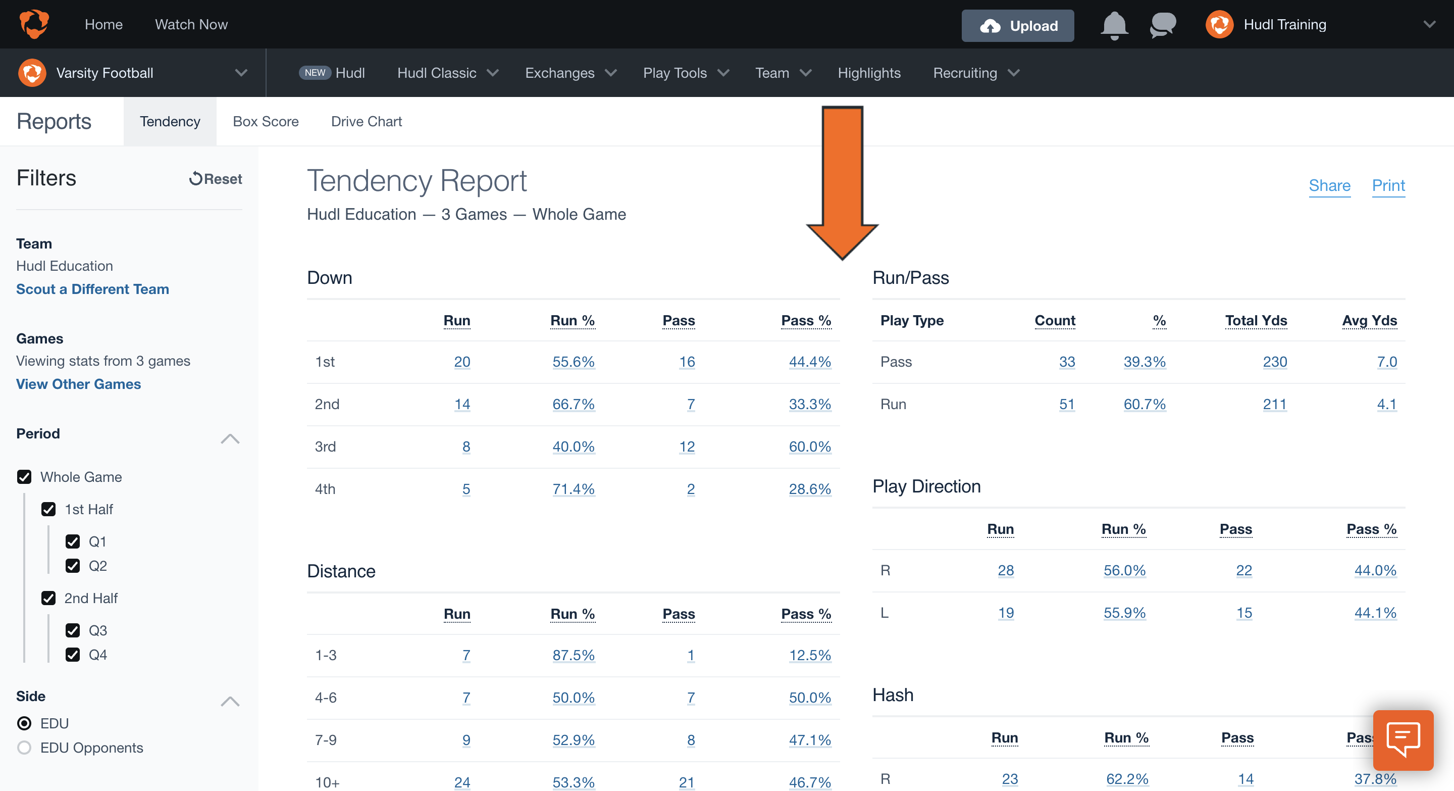 Tendency Report • Hudl Support