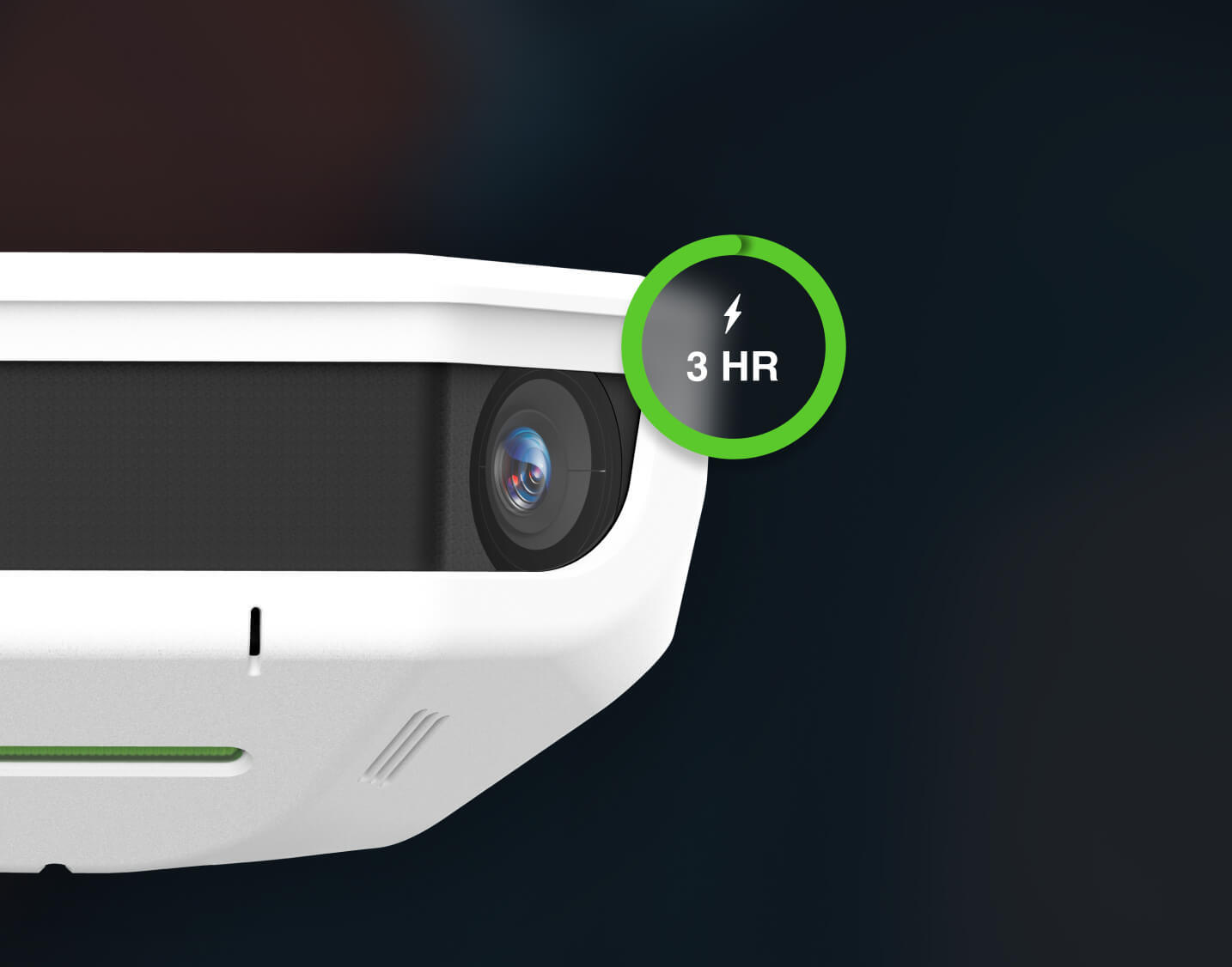 Image of the Focus Flex camera with a new 3 hour internal battery