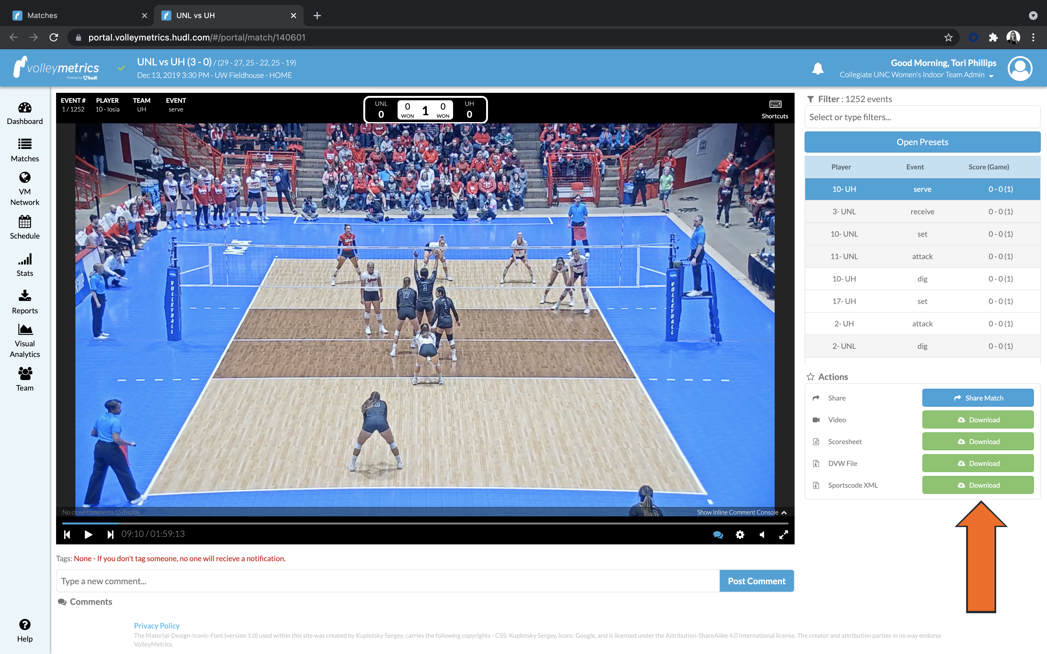 Export Volleymetrics XML into Sportscode • Hudl Support