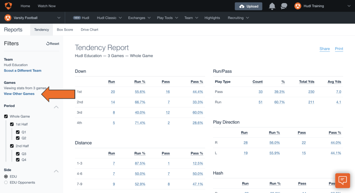 Tendency Report • Hudl Support