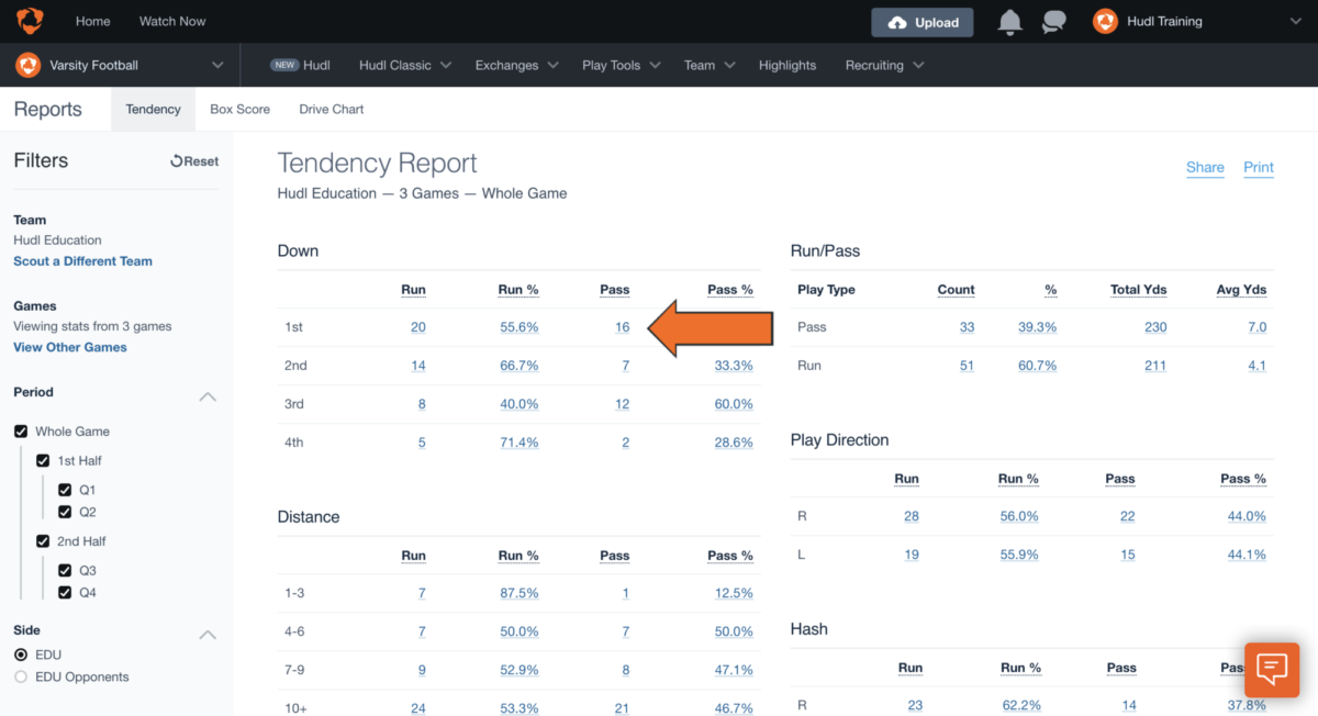 Tendency Report • Hudl Support