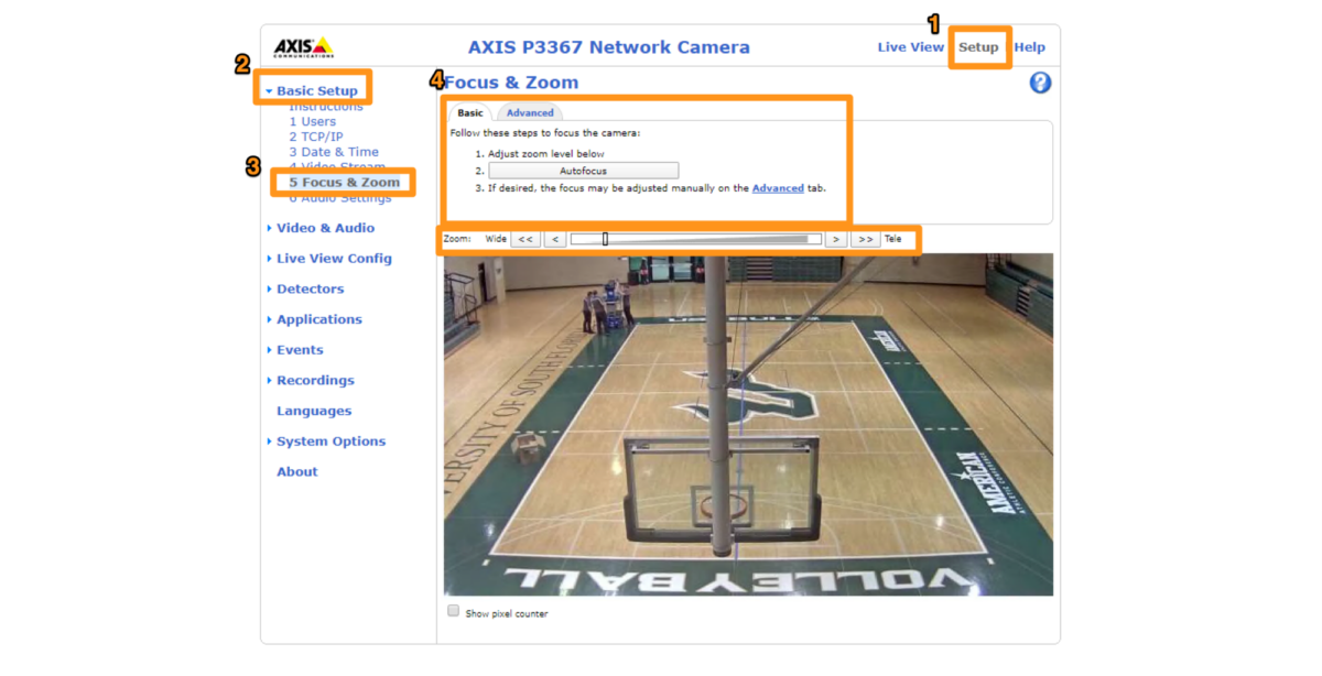 Adjust Focus and Zoom Settings (Dome Cameras) • Volleymetrics Support