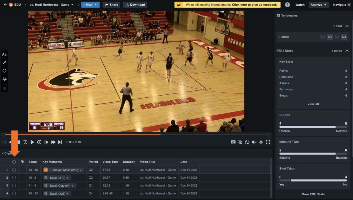 Trim Clips in a Playlist • Hudl Support