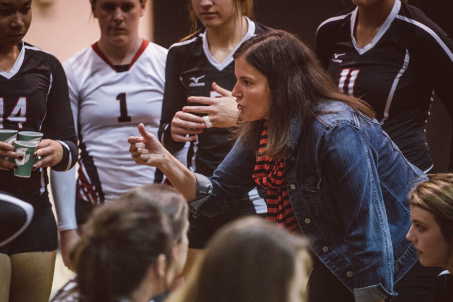 volleyball coach and players