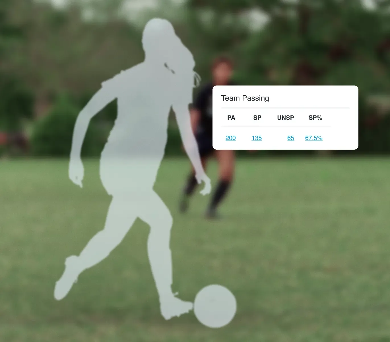 Photoillustration of an unknown player, superimposed with basic stats