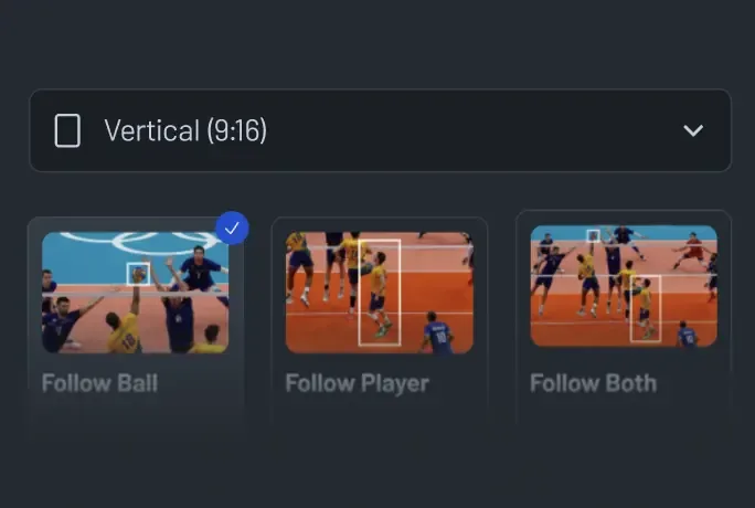 A UI element referencing vertical reels of a clip that follows the ball.