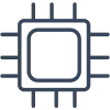 An icon of two squares nested inside of one another, with three lines coming out of each side resembling hardware