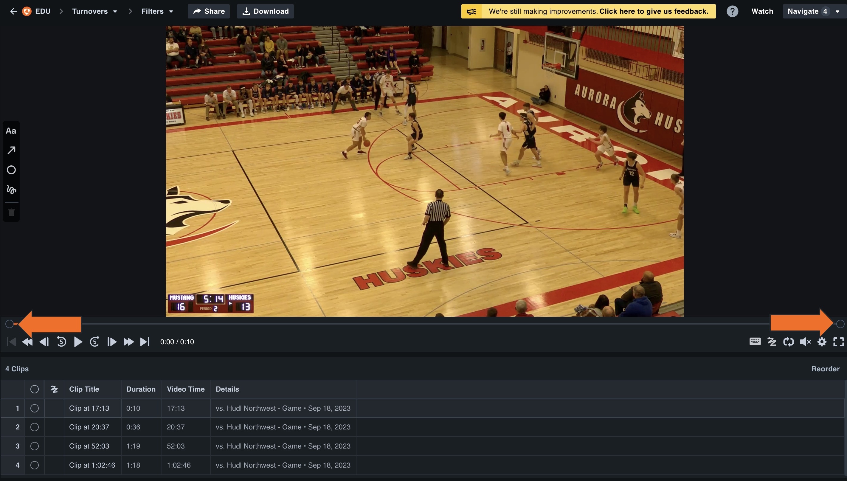 Trim Clips in a Playlist • Hudl Support