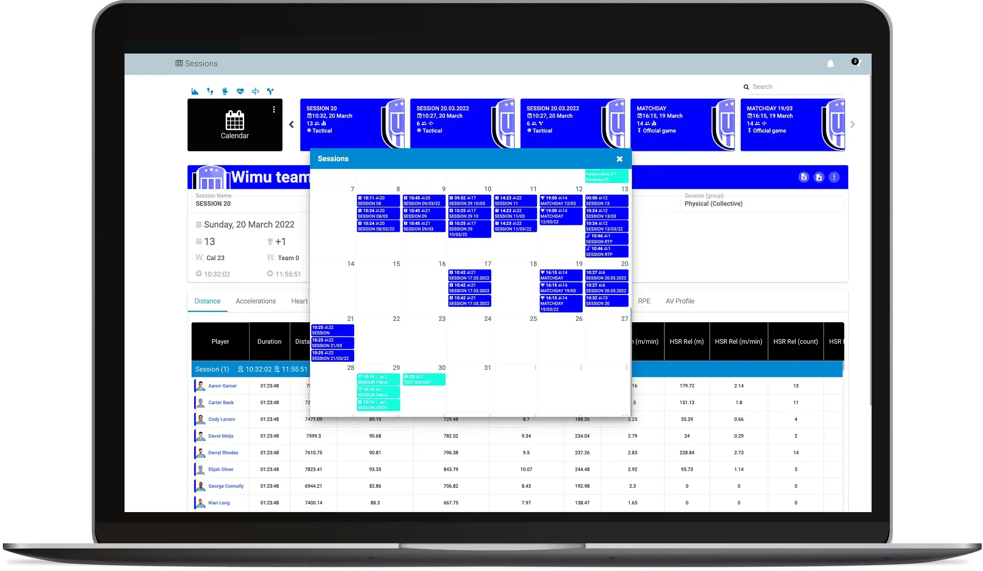 Laptop showing Signal being used to view session reports.