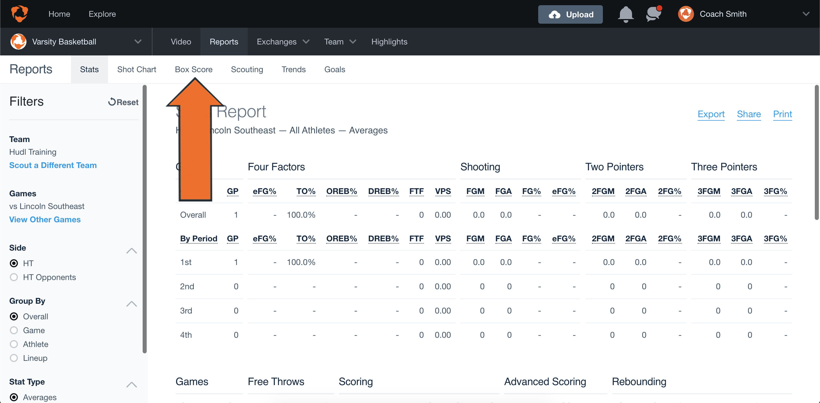 Basketball Box Score Report • Hudl Support
