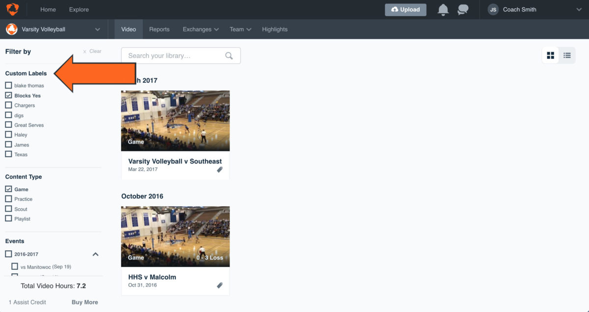 find your video hudl support video filter