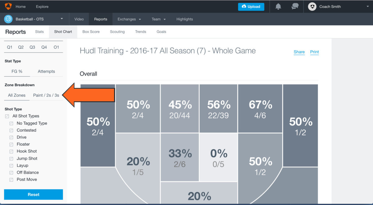 basketball shot chart report hudl support shots chart