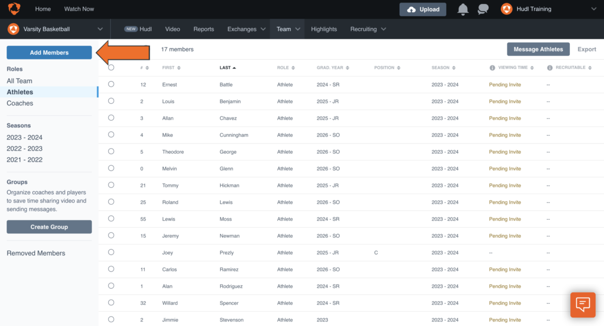 Add Athletes with Invite Codes • Hudl Support