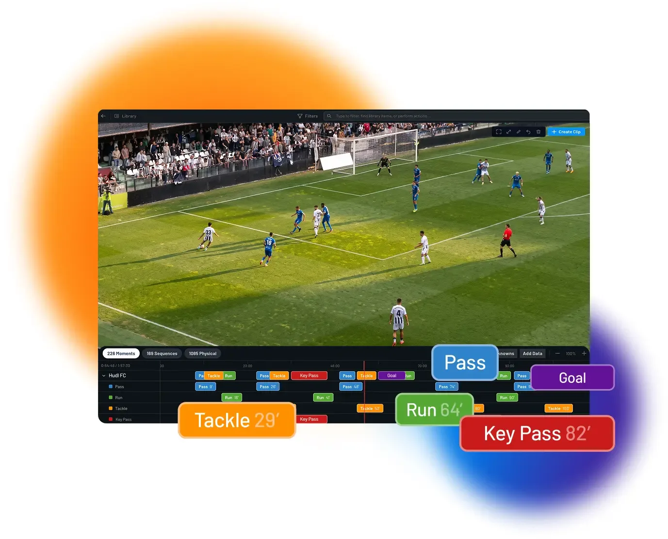 Image of footage captured with Hudl Focus paired with Hudl UI and Titan stats
