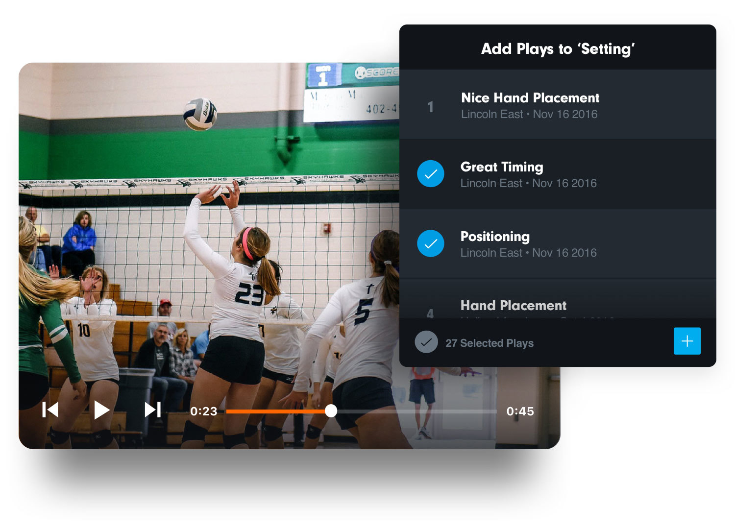 volleyball video player with playlists