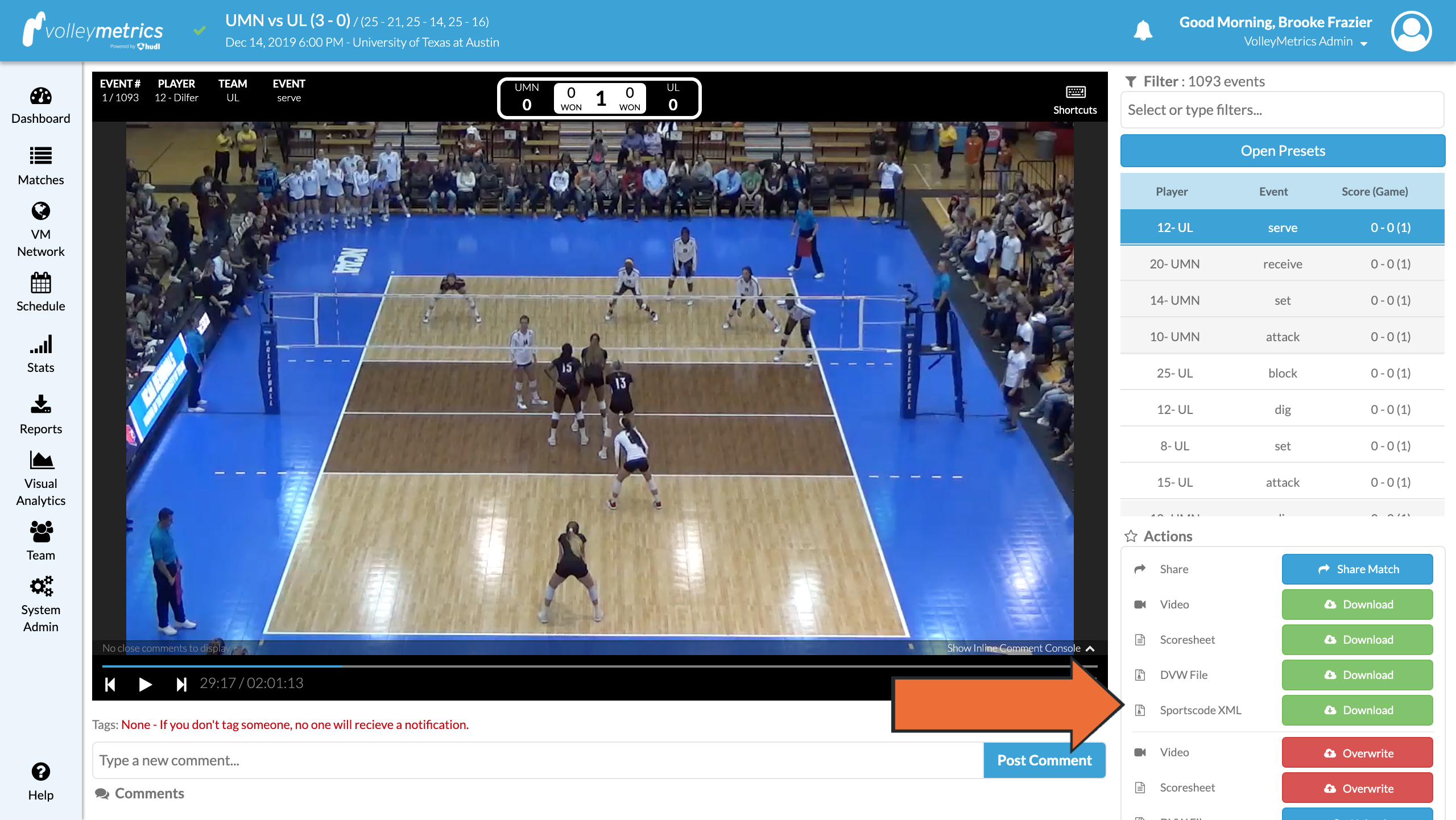 Export an XML File from Volleymetrics • Hudl Support